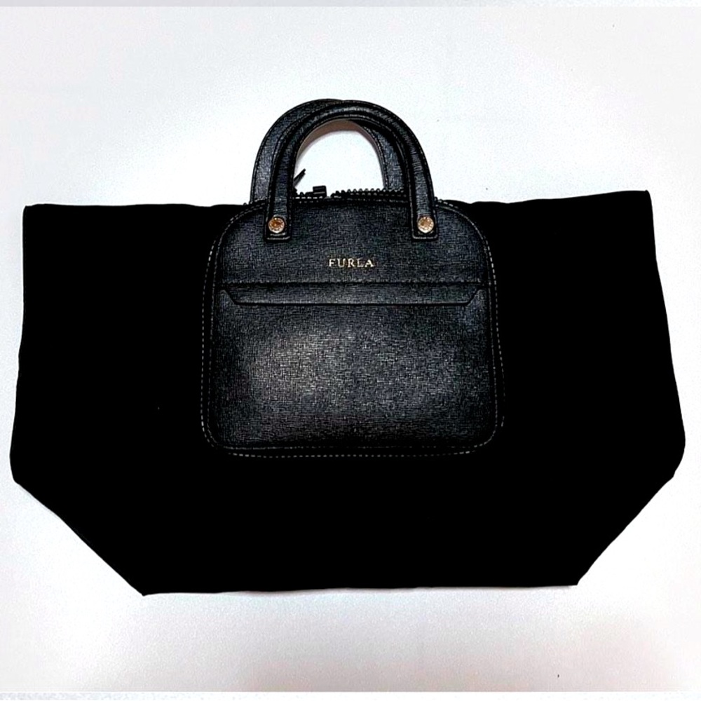 FURLA Black Foladable Shopper Tote - Rare